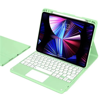 For iPad Pro 13 (2024) M4 Skin-Touch Leather Tablet Stand Cover + X7 Touchpad Bluetooth Keyboard
