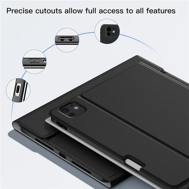 For iPad Pro 11 (2024) M4 Skin-Touch Leather Tablet Stand Cover + X7 Touchpad Bluetooth Keyboard