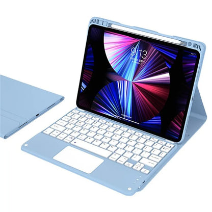 For iPad Pro 11 (2024) M4 Skin-Touch Leather Tablet Stand Cover + X7 Touchpad Bluetooth Keyboard