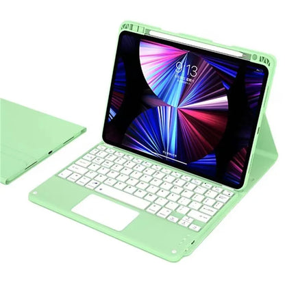 For iPad Pro 11 (2024) M4 Skin-Touch Leather Tablet Stand Cover + X7 Touchpad Bluetooth Keyboard