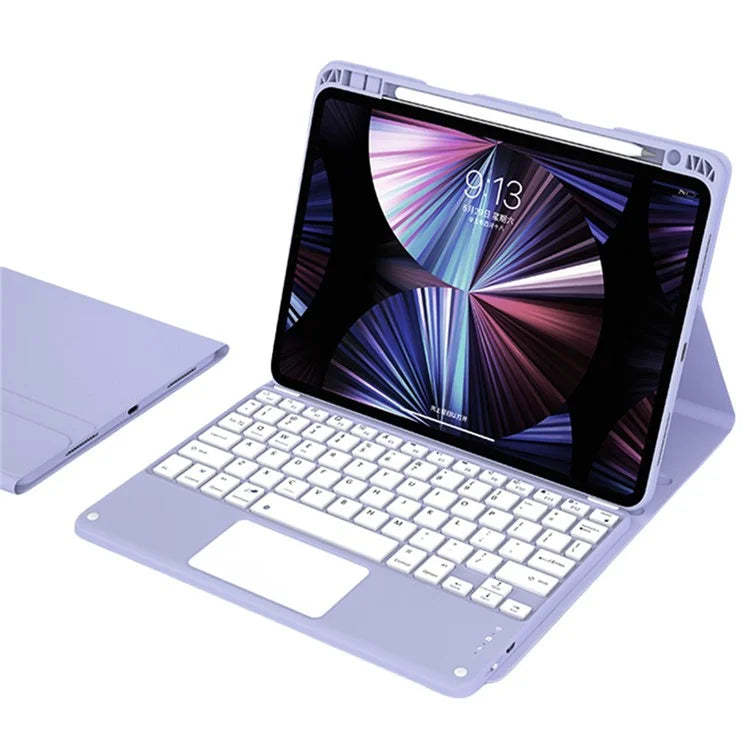 For iPad Pro 11 (2024) M4 Skin-Touch Leather Tablet Stand Cover + X7 Touchpad Bluetooth Keyboard