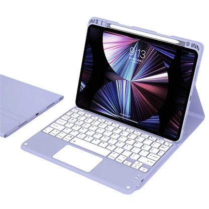For iPad Pro 11 (2024) M4 Skin-Touch Leather Tablet Stand Cover + X7 Touchpad Bluetooth Keyboard