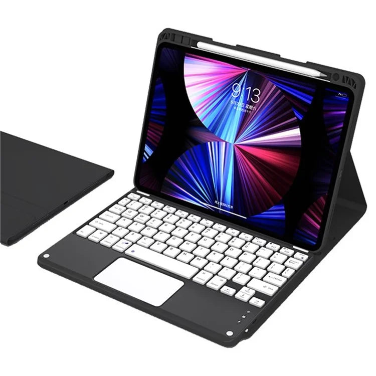 For iPad Air 13 (2024) M2 / iPad Pro 12.9 (2022) / (2021) / (2020) / (2018) Skin-Touch Leather Tablet Cover + X7 Touchpad Bluetooth Keyboard