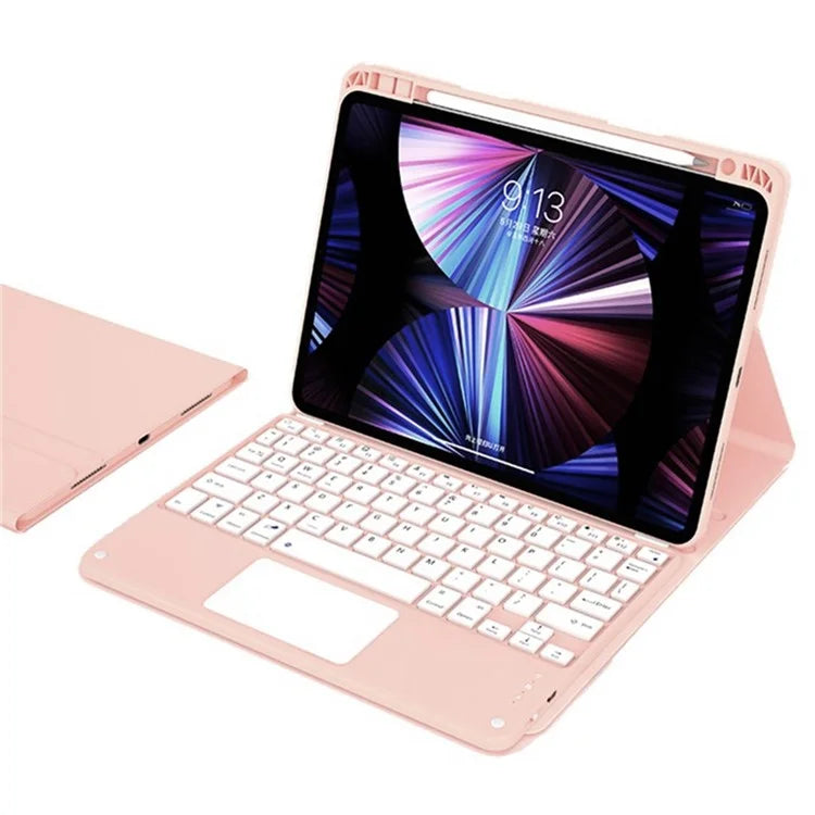 For iPad Air 13 (2024) M2 / iPad Pro 12.9 (2022) / (2021) / (2020) / (2018) Skin-Touch Leather Tablet Cover + X7 Touchpad Bluetooth Keyboard
