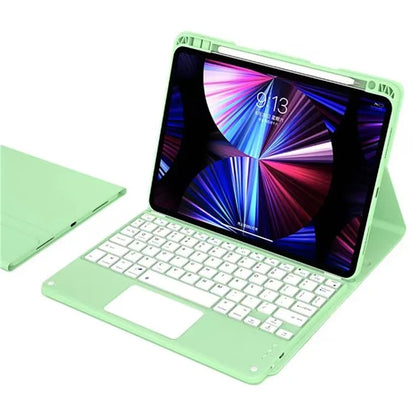 For iPad Air 13 (2024) M2 / iPad Pro 12.9 (2022) / (2021) / (2020) / (2018) Skin-Touch Leather Tablet Cover + X7 Touchpad Bluetooth Keyboard