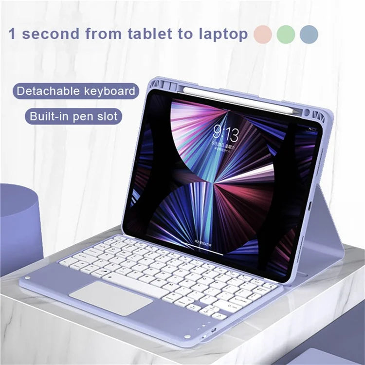 For iPad Air 13 (2024) M2 / iPad Pro 12.9 (2022) / (2021) / (2020) / (2018) Skin-Touch Leather Tablet Cover + X7 Touchpad Bluetooth Keyboard