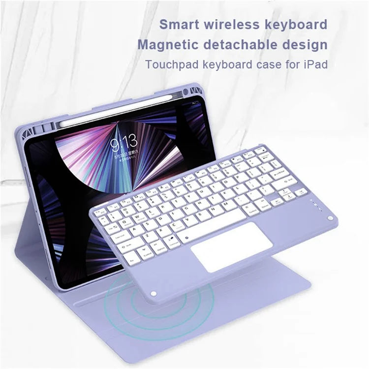 For iPad Air 13 (2024) M2 / iPad Pro 12.9 (2022) / (2021) / (2020) / (2018) Skin-Touch Leather Tablet Cover + X7 Touchpad Bluetooth Keyboard