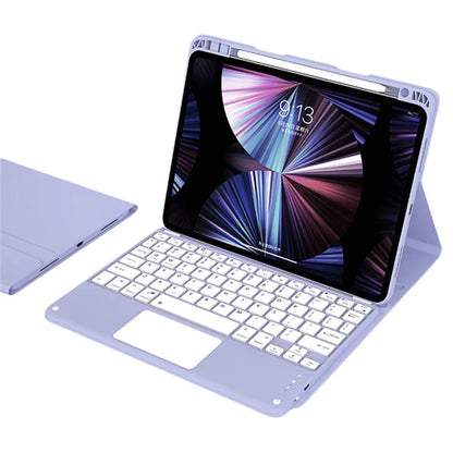 For iPad Air 13 (2024) M2 / iPad Pro 12.9 (2022) / (2021) / (2020) / (2018) Skin-Touch Leather Tablet Cover + X7 Touchpad Bluetooth Keyboard