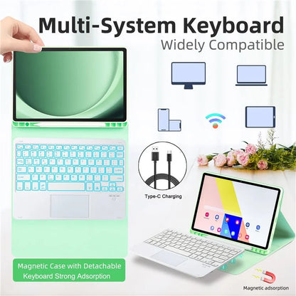 TP-X210D For Samsung Galaxy Tab A9+ SM-X210 / X216 / X218 Touchpad Backlit Bluetooth Keyboard Leather Tablet Case