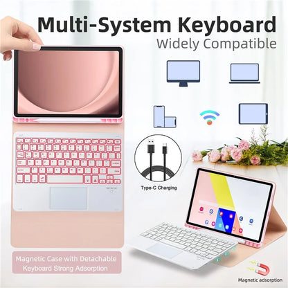 TP-X210D For Samsung Galaxy Tab A9+ SM-X210 / X216 / X218 Touchpad Backlit Bluetooth Keyboard Leather Tablet Case