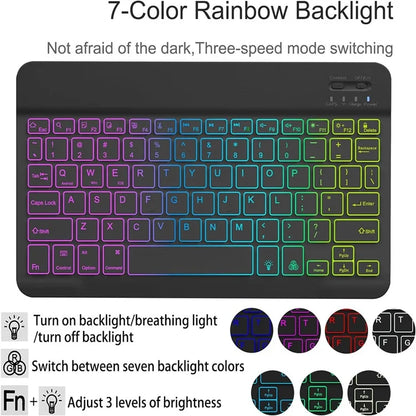 RGB-X210D For Samsung Galaxy Tab A9+ SM-X210 / X216 / X218 RGB Backlit Bluetooth Keyboard Leather Tablet Case + Wireless Mouse