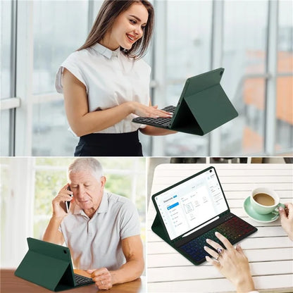 RGB-X210D For Samsung Galaxy Tab A9+ SM-X210 / X216 / X218 RGB Backlit Bluetooth Keyboard Leather Tablet Case + Wireless Mouse