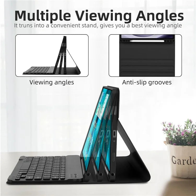 RGB-X210D For Samsung Galaxy Tab A9+ SM-X210 / X216 / X218 RGB Backlit Bluetooth Keyboard Leather Tablet Case + Wireless Mouse