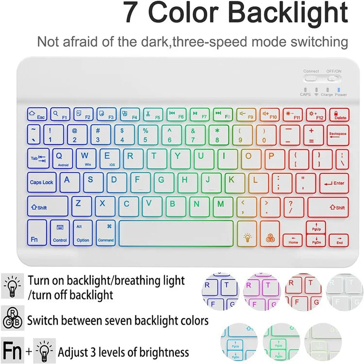 RGB-X210D For Samsung Galaxy Tab A9+ SM-X210 / X216 / X218 RGB Backlit Bluetooth Keyboard Leather Tablet Case + Wireless Mouse