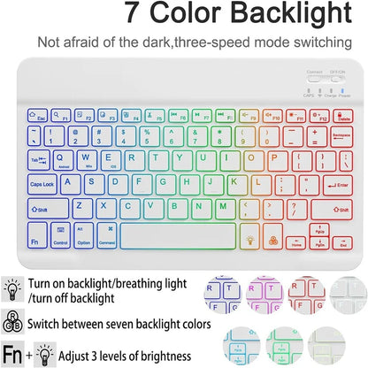 RGB-X210D For Samsung Galaxy Tab A9+ SM-X210 / X216 / X218 RGB Backlit Bluetooth Keyboard Leather Tablet Case + Wireless Mouse
