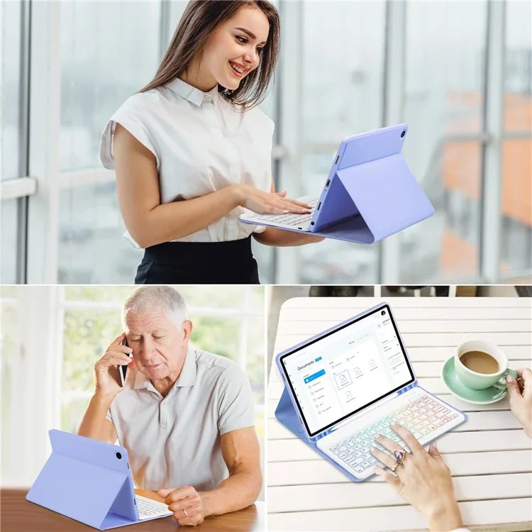 RGB-X210D For Samsung Galaxy Tab A9+ SM-X210 / X216 / X218 RGB Backlit Bluetooth Keyboard Leather Tablet Case + Wireless Mouse