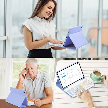 RGB-X210D For Samsung Galaxy Tab A9+ SM-X210 / X216 / X218 RGB Backlit Bluetooth Keyboard Leather Tablet Case + Wireless Mouse