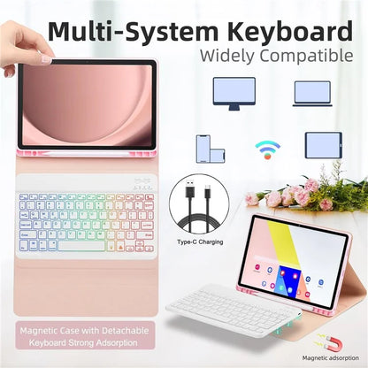 RGB-X210D For Samsung Galaxy Tab A9+ SM-X210 / X216 / X218 RGB Backlit Bluetooth Keyboard Leather Tablet Case + Wireless Mouse