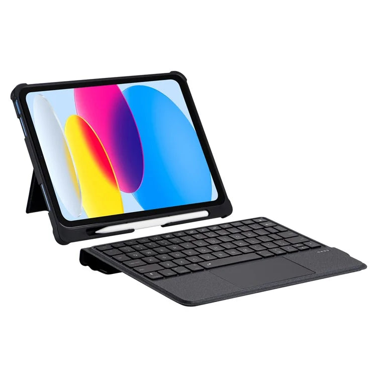 T5308D-3 For iPad 10.9 (2022) Bluetooth Keyboard Case Leather Protective Back Cover Backlit Keyboard with Touchpad