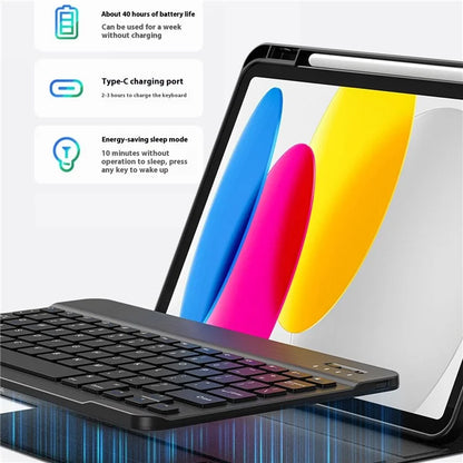 WIWU For iPad 10.2 (2021) Skin-Touch Leather Tablet Stand Case + Bluetooth Keyboard