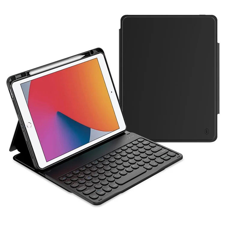 WIWU For iPad 10.2 (2021) Skin-Touch Leather Tablet Stand Case + Bluetooth Keyboard
