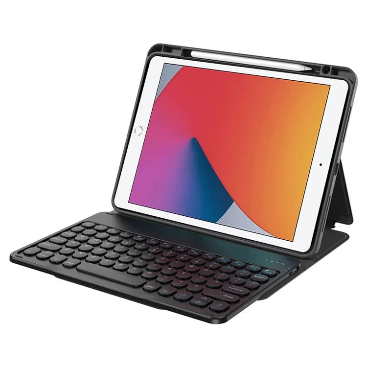 WIWU For iPad 10.2 (2021) Skin-Touch Leather Tablet Stand Case + Bluetooth Keyboard