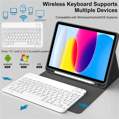 WK-1109 For iPad 10.9 (2022) Leather Tablet Stand Cover + Magnetic Bluetooth Keyboard