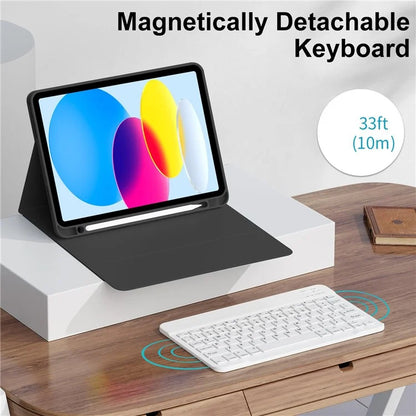 WK-1109 For iPad 10.9 (2022) Leather Tablet Stand Cover + Magnetic Bluetooth Keyboard