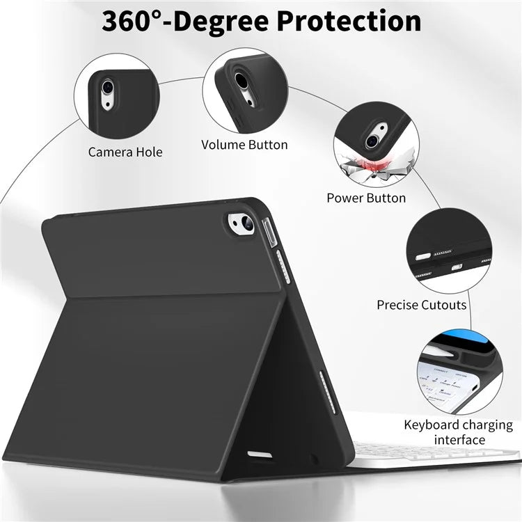 WK-1109 For iPad 10.9 (2022) Leather Tablet Stand Cover + Magnetic Bluetooth Keyboard