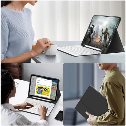 WK-1109 For iPad 10.9 (2022) Leather Tablet Stand Cover + Magnetic Bluetooth Keyboard