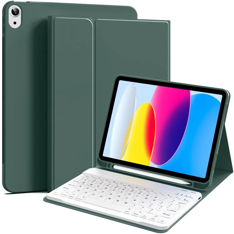 WK-1109 For iPad 10.9 (2022) Leather Tablet Stand Cover + Magnetic Bluetooth Keyboard