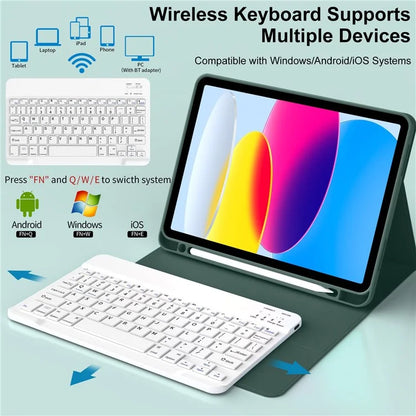 WK-1109 For iPad 10.9 (2022) Leather Tablet Stand Cover + Magnetic Bluetooth Keyboard