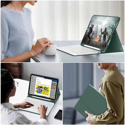 WK-1109 For iPad 10.9 (2022) Leather Tablet Stand Cover + Magnetic Bluetooth Keyboard