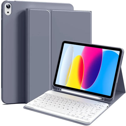WK-1109 For iPad 10.9 (2022) Leather Tablet Stand Cover + Magnetic Bluetooth Keyboard