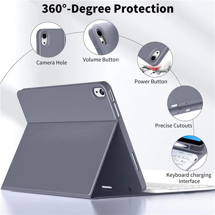 WK-1109 For iPad 10.9 (2022) Leather Tablet Stand Cover + Magnetic Bluetooth Keyboard