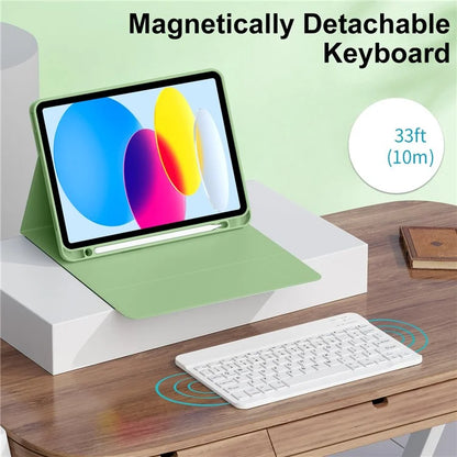 WK-1109 For iPad 10.9 (2022) Leather Tablet Stand Cover + Magnetic Bluetooth Keyboard