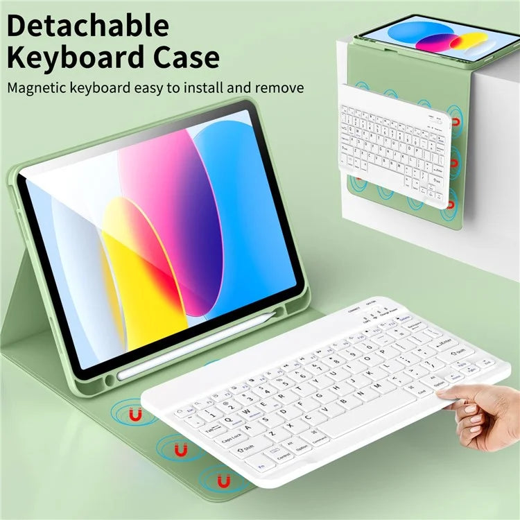 WK-1109 For iPad 10.9 (2022) Leather Tablet Stand Cover + Magnetic Bluetooth Keyboard