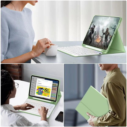 WK-1109 For iPad 10.9 (2022) Leather Tablet Stand Cover + Magnetic Bluetooth Keyboard