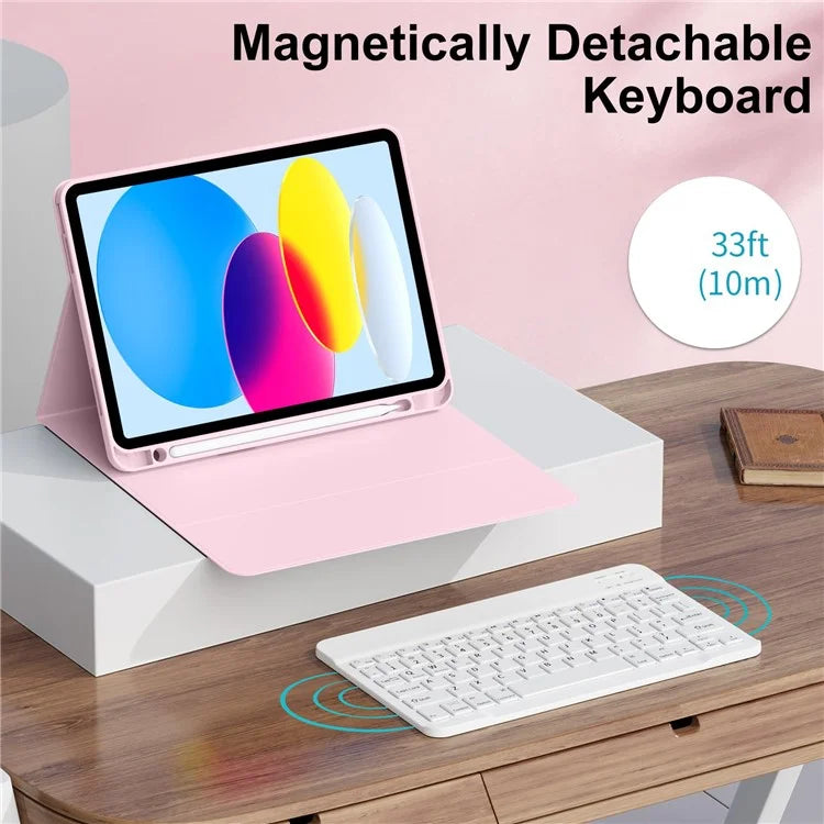 WK-1109 For iPad 10.9 (2022) Leather Tablet Stand Cover + Magnetic Bluetooth Keyboard