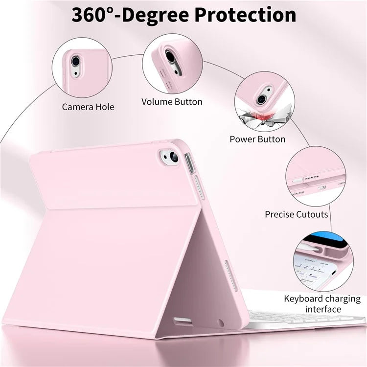 WK-1109 For iPad 10.9 (2022) Leather Tablet Stand Cover + Magnetic Bluetooth Keyboard