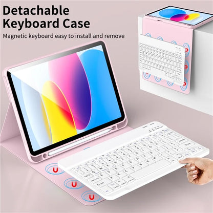 WK-1109 For iPad 10.9 (2022) Leather Tablet Stand Cover + Magnetic Bluetooth Keyboard