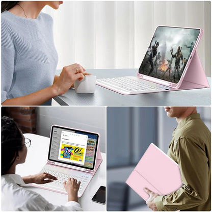 WK-1109 For iPad 10.9 (2022) Leather Tablet Stand Cover + Magnetic Bluetooth Keyboard