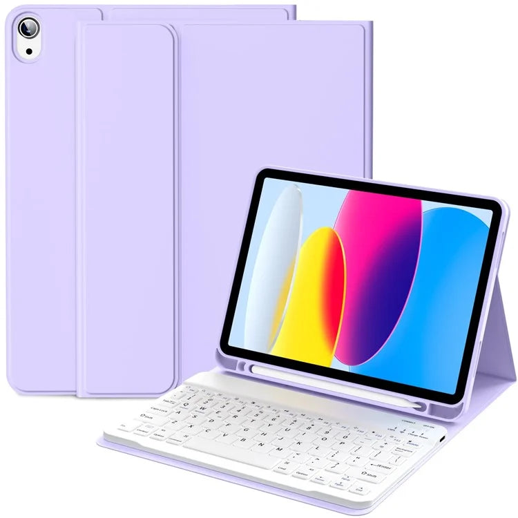WK-1109 For iPad 10.9 (2022) Leather Tablet Stand Cover + Magnetic Bluetooth Keyboard