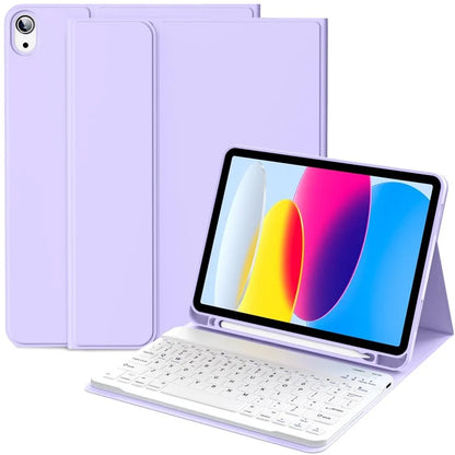 WK-1109 For iPad 10.9 (2022) Leather Tablet Stand Cover + Magnetic Bluetooth Keyboard
