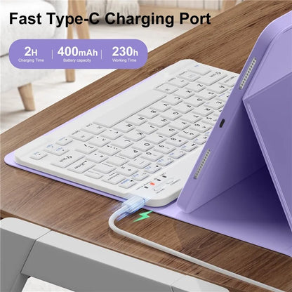 WK-1109 For iPad 10.9 (2022) Leather Tablet Stand Cover + Magnetic Bluetooth Keyboard