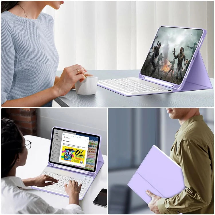 WK-1109 For iPad 10.9 (2022) Leather Tablet Stand Cover + Magnetic Bluetooth Keyboard