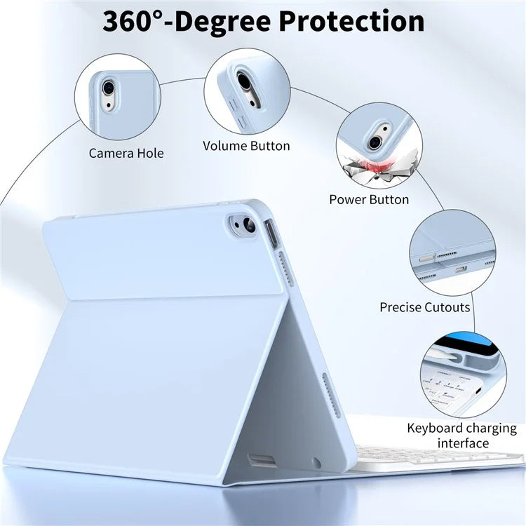 WK-1109 For iPad 10.9 (2022) Leather Tablet Stand Cover + Magnetic Bluetooth Keyboard