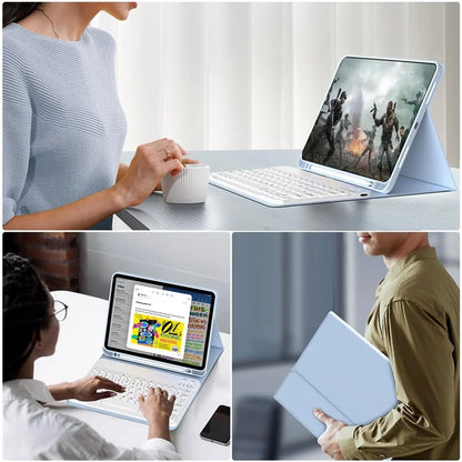 WK-1109 For iPad 10.9 (2022) Leather Tablet Stand Cover + Magnetic Bluetooth Keyboard