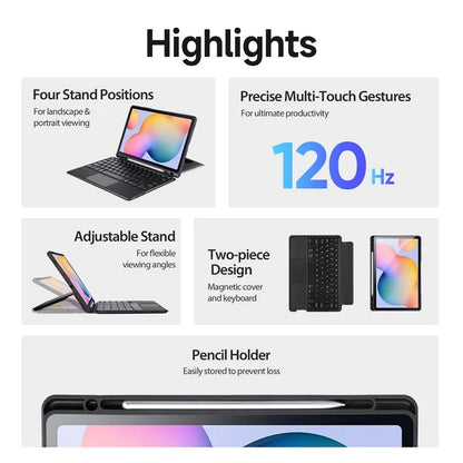 DUX DUCIS For Samsung Galaxy Tab S6 Lite (2020) / S6 Lite (2022) / (2024) Magnetic Bluetooth Keyboard PU Leather Tablet Case