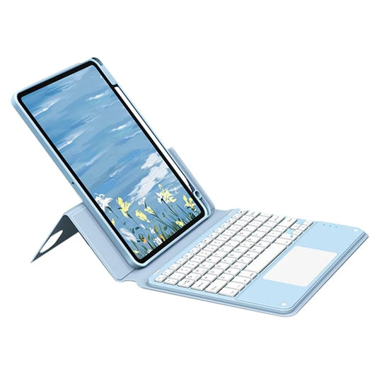 FT-5011 For iPad Air (2020) / (2022) / iPad Pro 11 (2018) / (2020) / (2021) / (2022) Leather Case + Magnetic Detachable Keyboard with Touchpad